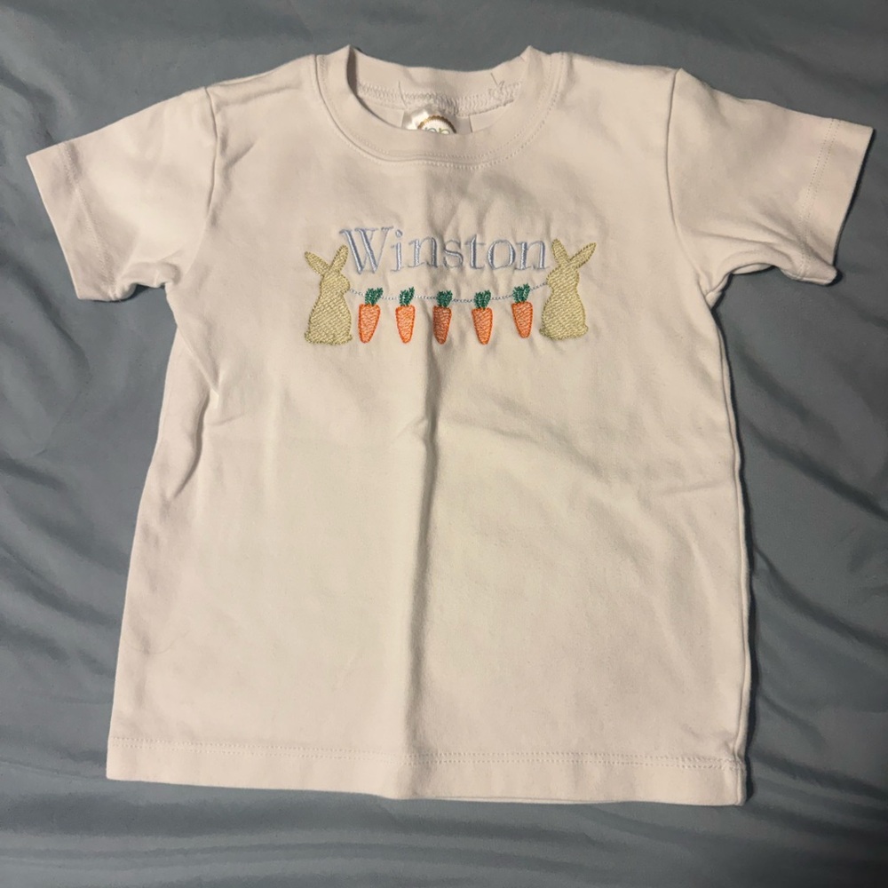 WINSTON 🐇 embroidered Easter Spring Shirt. Toddler Boys 2T